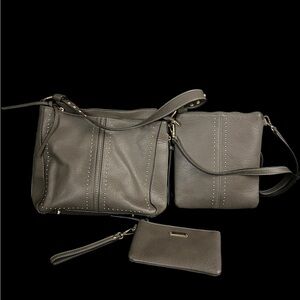 Montana West Gray Concealed Carry Handbag 3 Pc Crossbody & Clutch